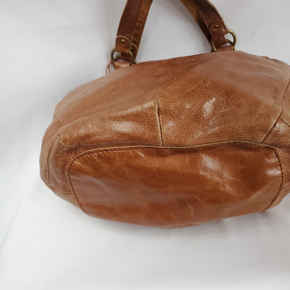 The Sak Leather Patterned Shoulder Bag Brown Leather Zipper Top - Picture 10 of 15